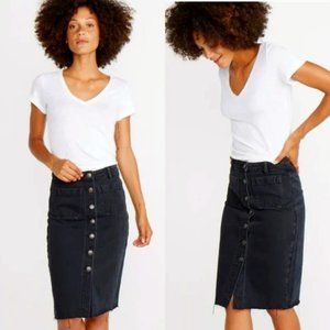 Marine Layer Blake Midi Skirt Denim Front Button Black Size 4